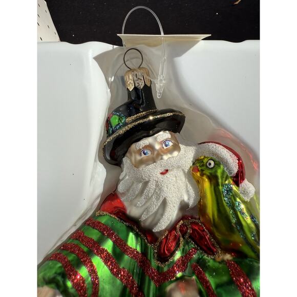 Large 7" Hand Blown Glass Santa Ornament Trimsetter By Dillards Made in Poland - Picture 4 of 11